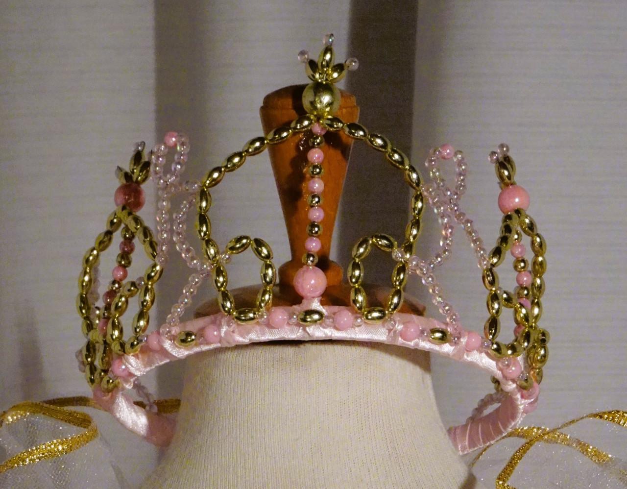 Nieuw ! Maat 128-134 Lange Zalmroze Barbie Prinsessenjurken + Kroon