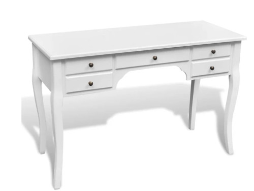Bureau met gebogen poten en 5 lades Grannycore style