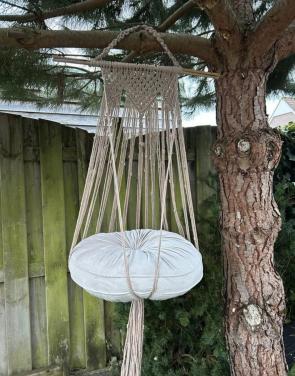 Nieuw! Handgemaakt! Macramé kattenhangmand