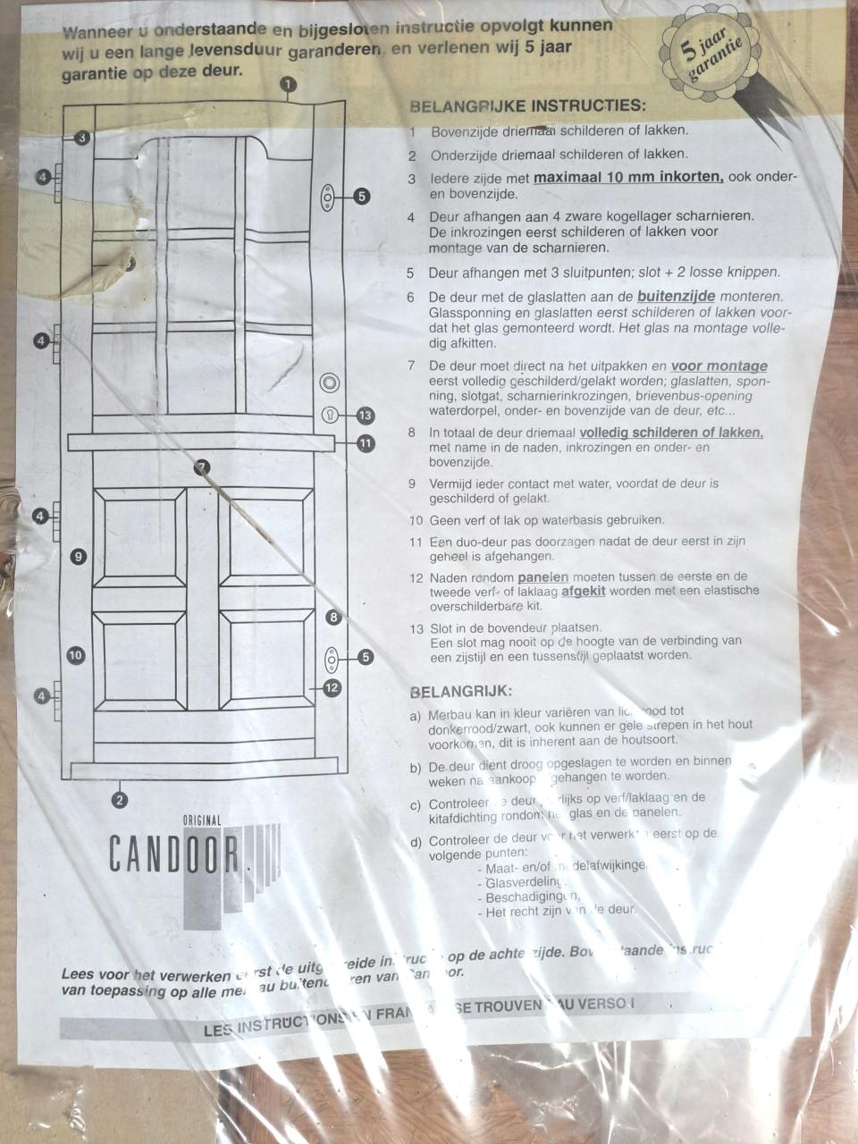 Cando meranti achterdeur balkondeur 211,5 x 93 cm
