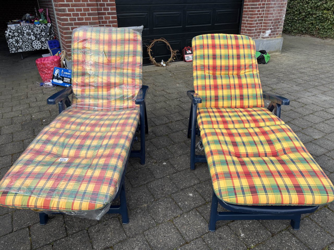 Ligstoelen, 2 stuks, inclusief kussens