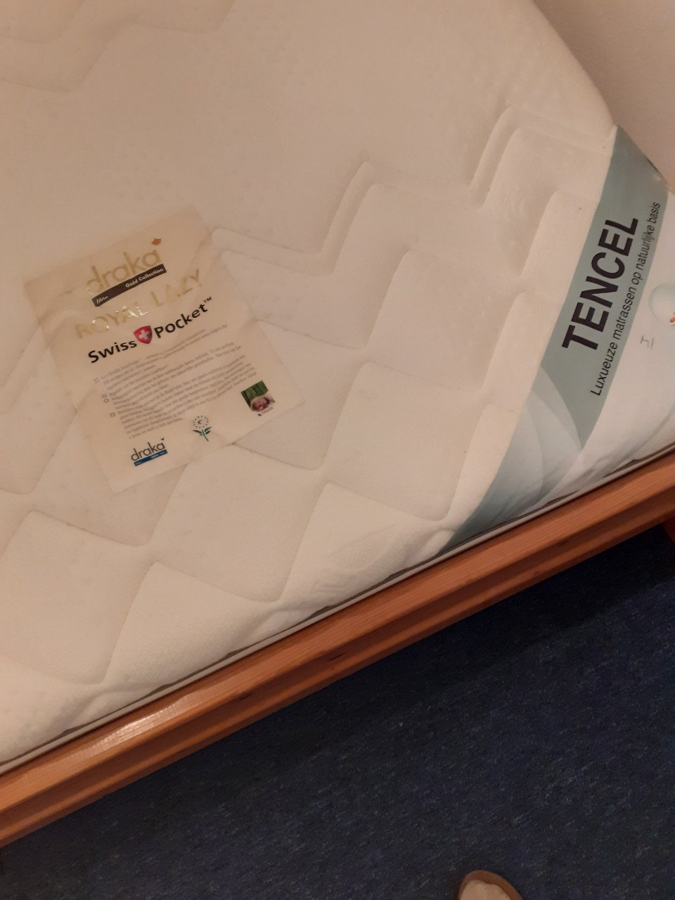 Ledikant grenen 1 pers. met lattenbodem en matras