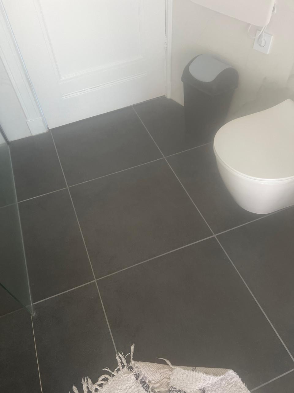 Pelleto blauw brillo tegels plus grijze vloertegels