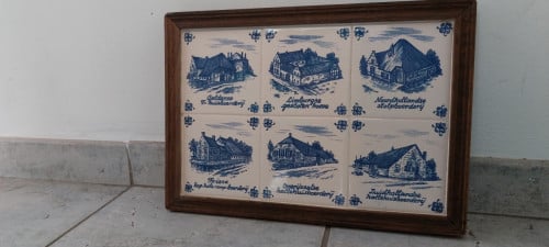 Lijstje met zes tegels van boerderijen