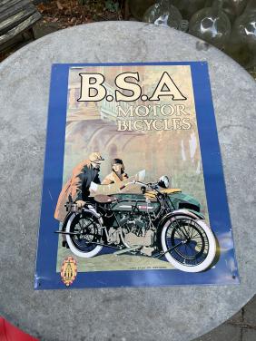 BSA motor bicycles reclamebord