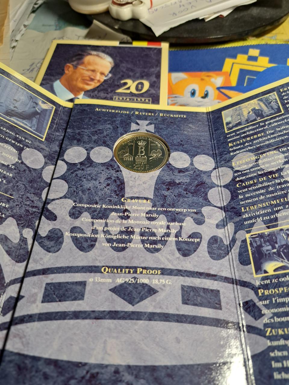 250 franc belgie 925 zilver