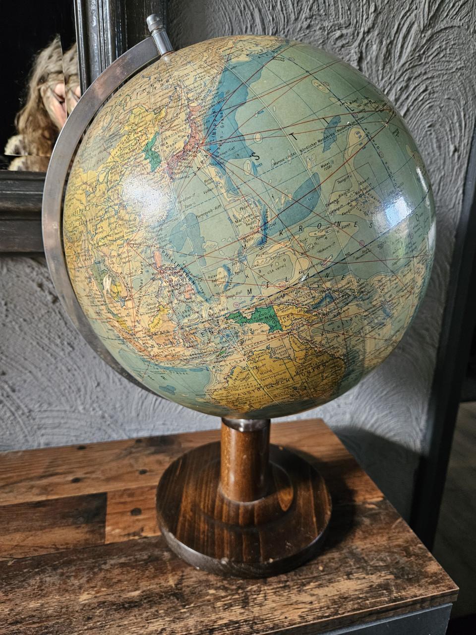 Vintage grote Politische Erdglobus - Paul Räth Nachf Leipzig, grote bol