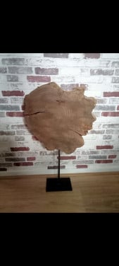 Decoratie houten blad op voet