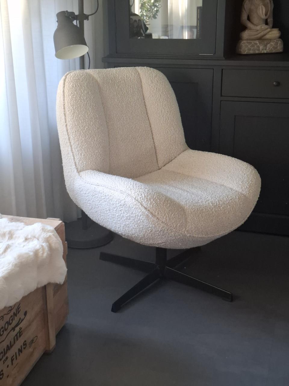 Draai fauteuil bouclé, crème wit
