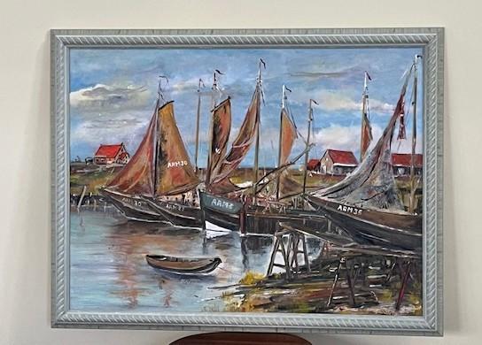 Meerman scheeps werf  60 x 80 olieverf  Jac Caljouw  Arnemuiden