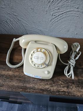 Vintage PTT Telefoon met Draaischijf - Crèmekleurig/grijs