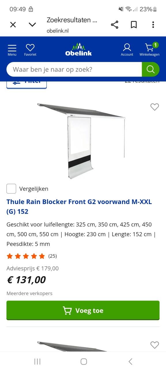 Thule Rain Blocker Front G2 voorwand M-XXL (G) 152