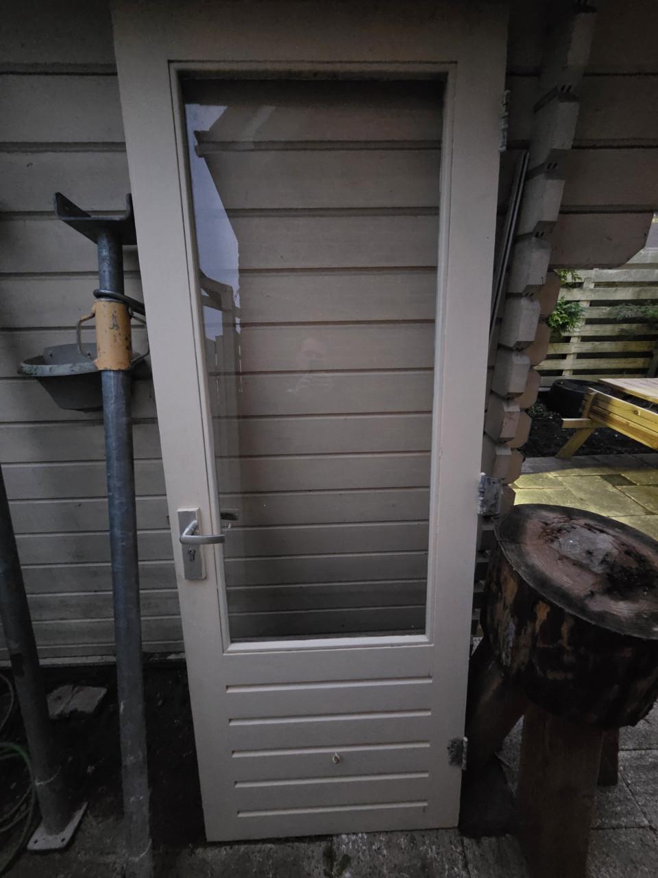 Hardhouten achterdeur - enkel glas