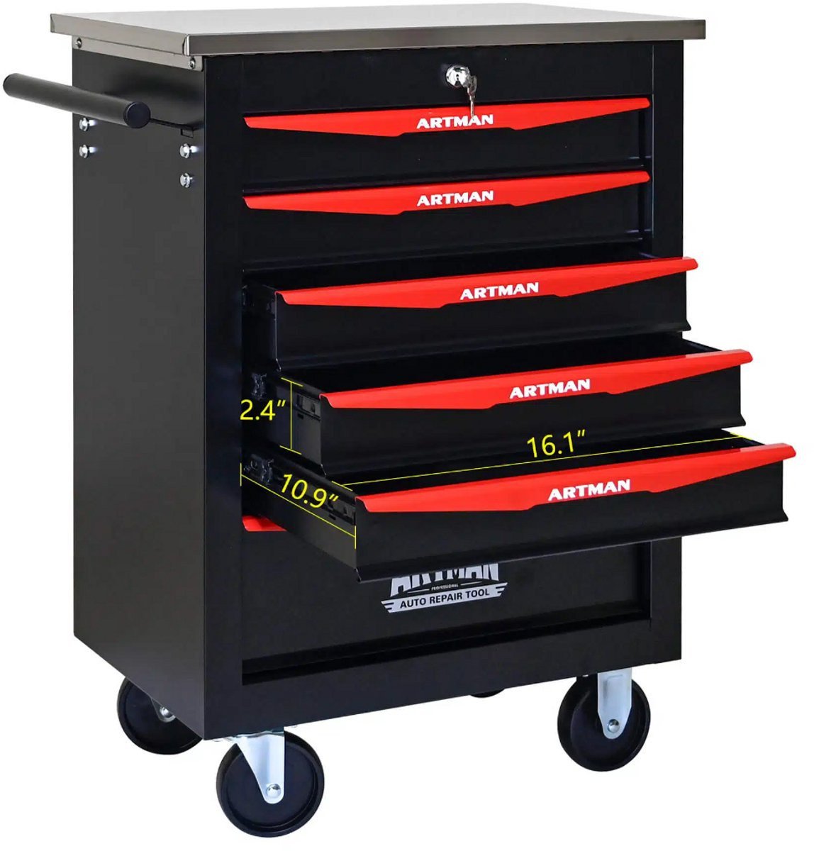 Artman Gereedschapswagen met 6 Lades – Zwart/Rood