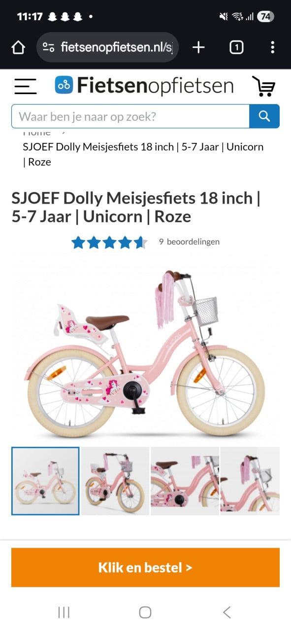 Nieuw kinderfiets te koop 18 inche
