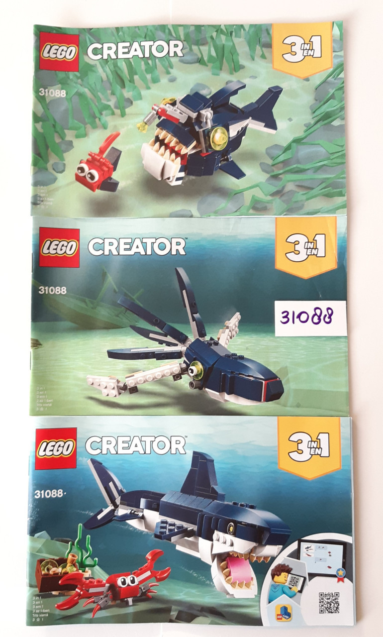 LEGO Creator 31088 Diepzeewezens: haai-- zeeduivel of inktvis