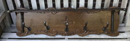 Vintage eiken houten kapstok