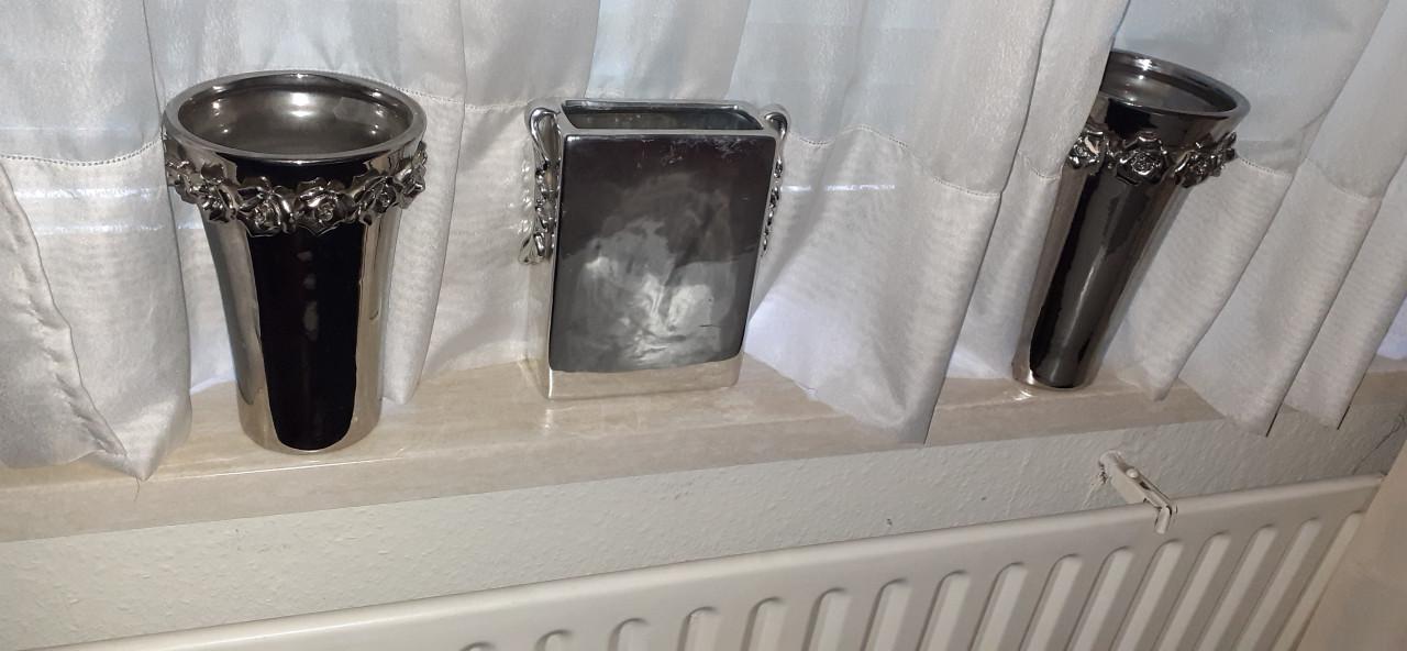 10x Bloempotten * Zilver * + Beeldjes 9x / onderzetters 10x *** Silver ***