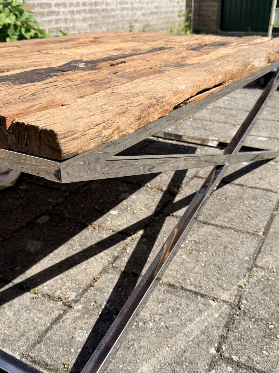 Richmond salon tafel staal hout Chrome