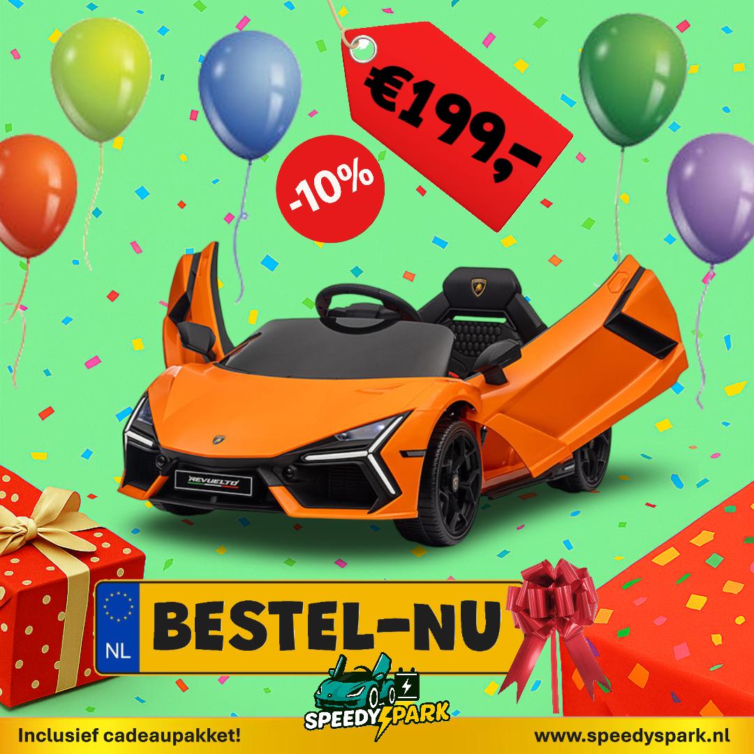 Elektrische Kinderauto 12V – Lamborghini Revuelto | Oranje