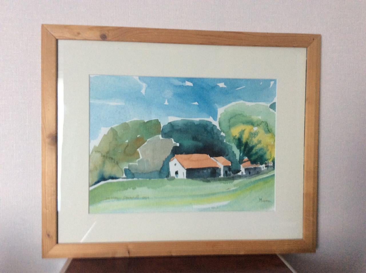 Aquarel van Jan-Willem Oosterhoff.   Titel: Majorca.  Lijst: 55x45 cm.