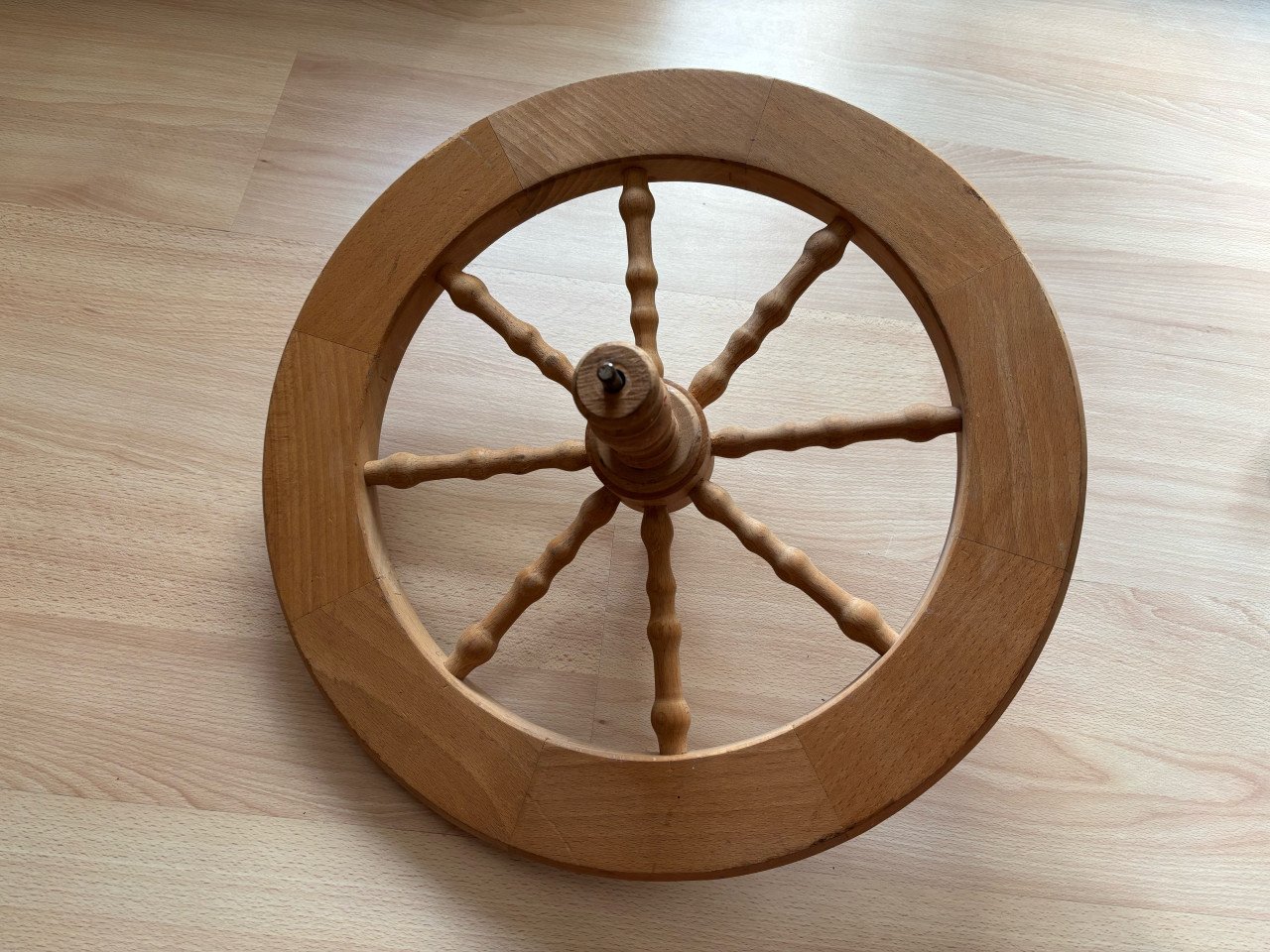 4x los houten spinnenwiel, verschillende kleur