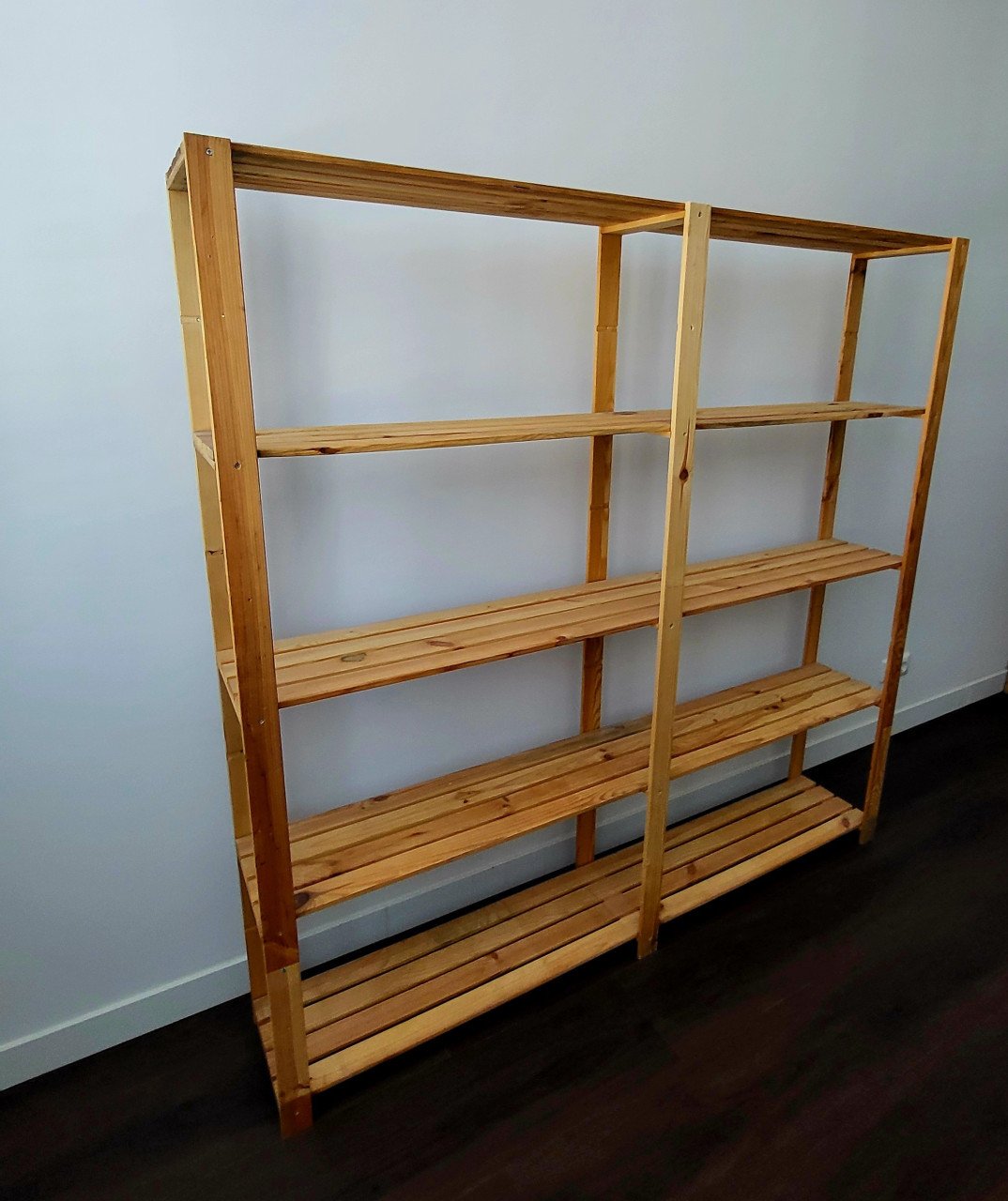 2x brede houten rek kelderrek opslagrek boekenplank