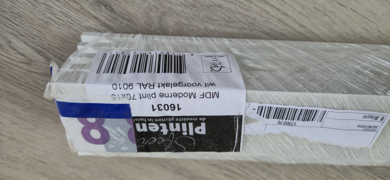 RAL9010 voorgelakte Plinten 200cm 70x15