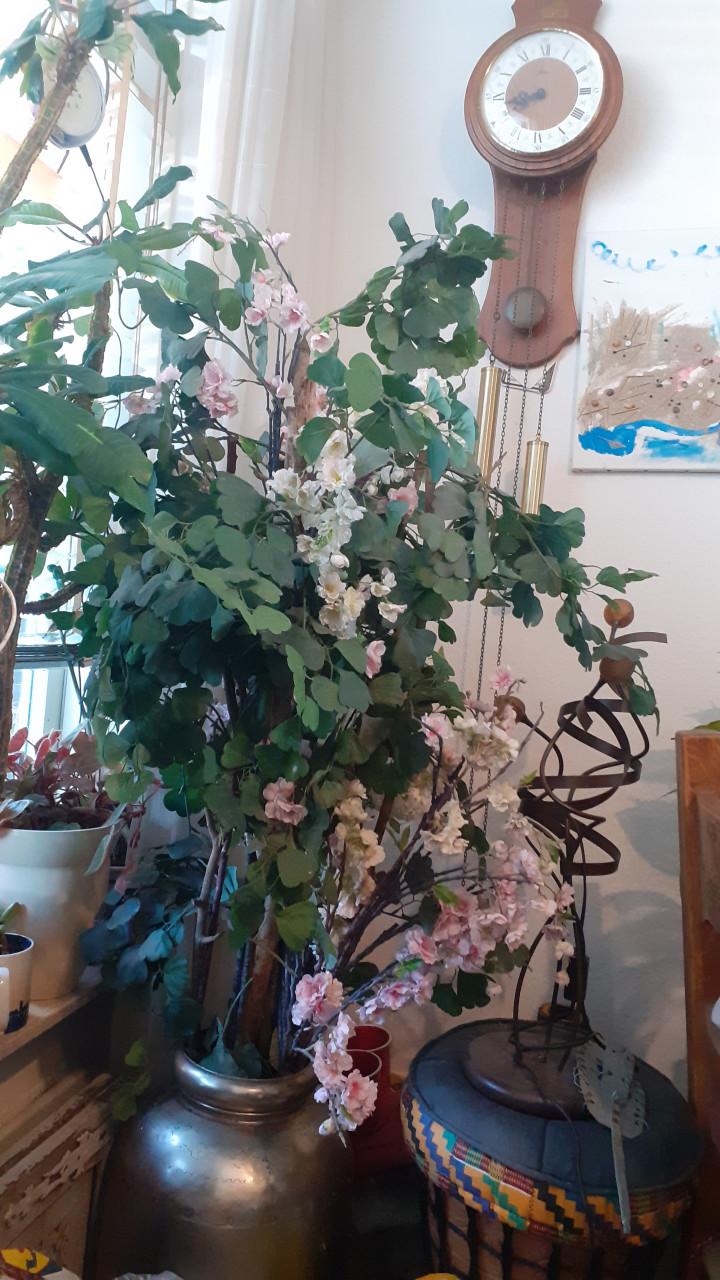 Kunst-Planten in geel koper bloempot groot ca. 170 cm