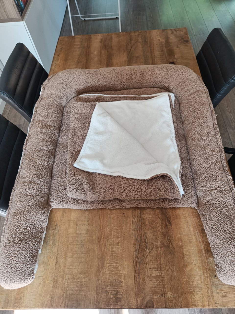 Tweelingnest cacao teddy bamboo ecru terry met XL deken