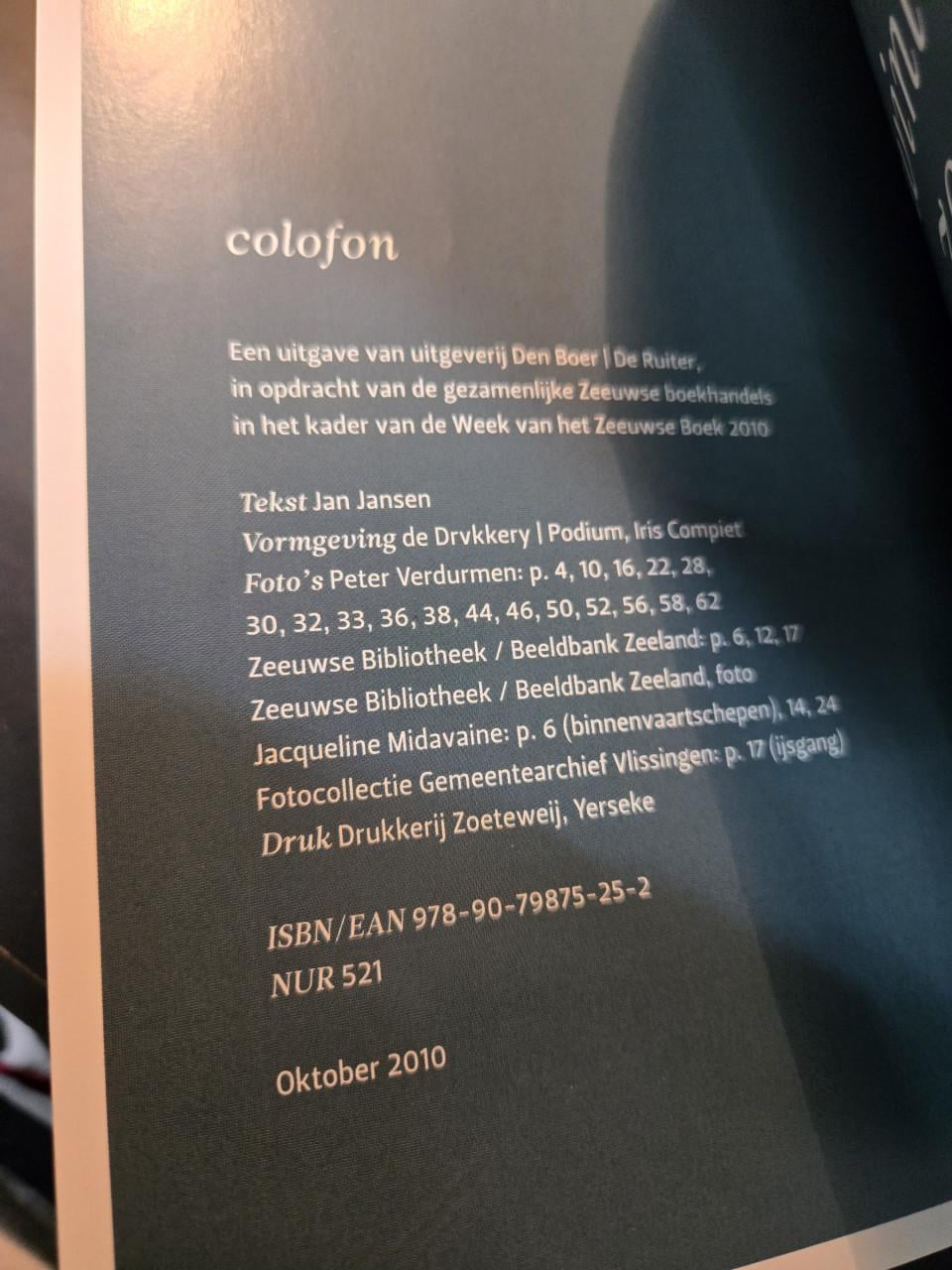 Boek "Winter in Zeeland", geschreven door Jan Jansen 2010