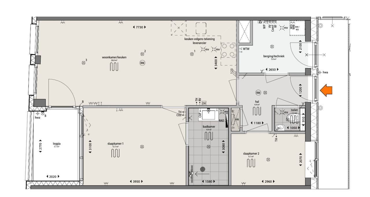 Nieuwbouwappartement, 2slaapkamers, balkon, parkeerplaats-Centrum Terneuzen