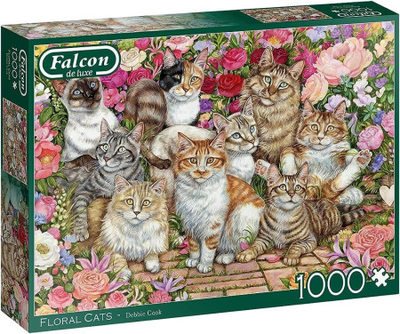 Falcon de Luxe puzzel Floral cats NIEUW! 1000 stukjes.