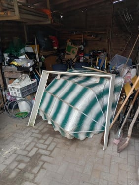 3 stuks markiezen, groen/wit 136 cm breed
