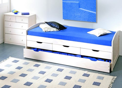 Eenpersoons kinderbed 90 x 200 cm met 3 lades en logeerbed