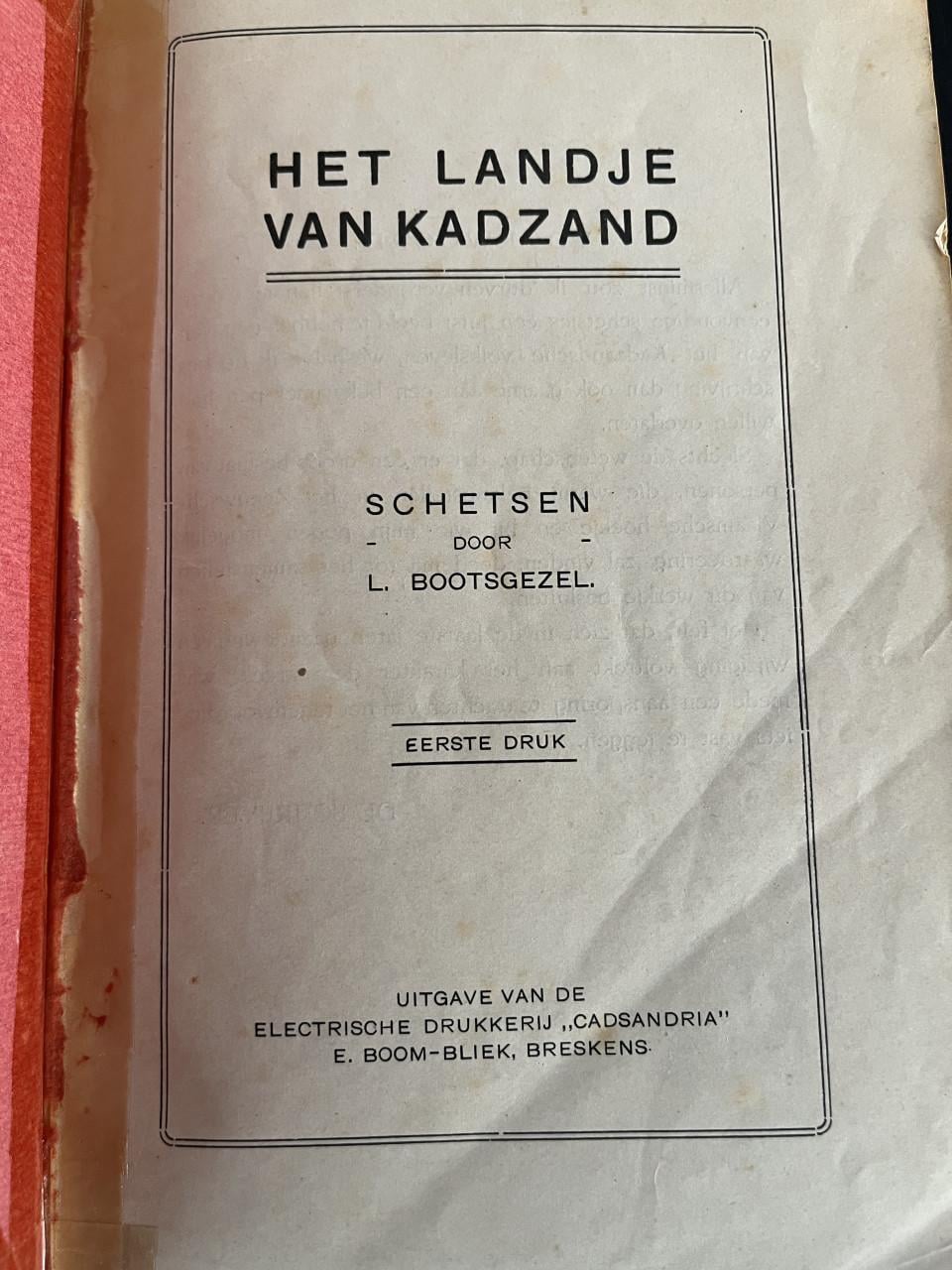 Het landje van Kadzand, 1e druk