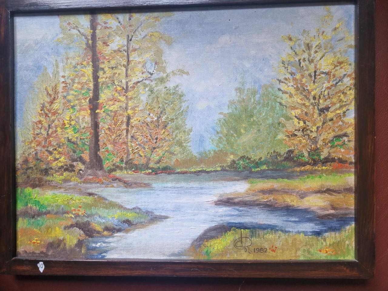 Groot Schilderij VROUW met traantje E.H.Gosfelie ..... & Diverse