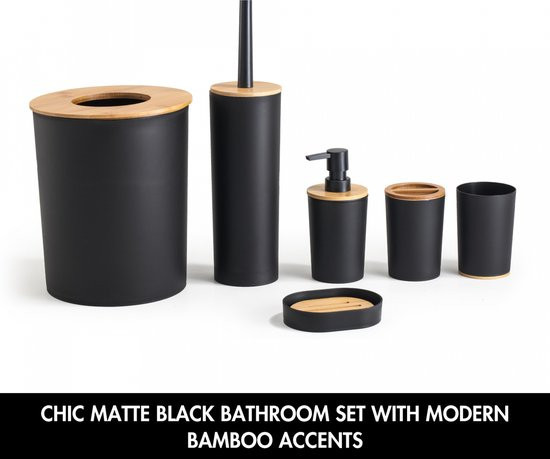 6 Delige Badkamer set Mat Zwart
