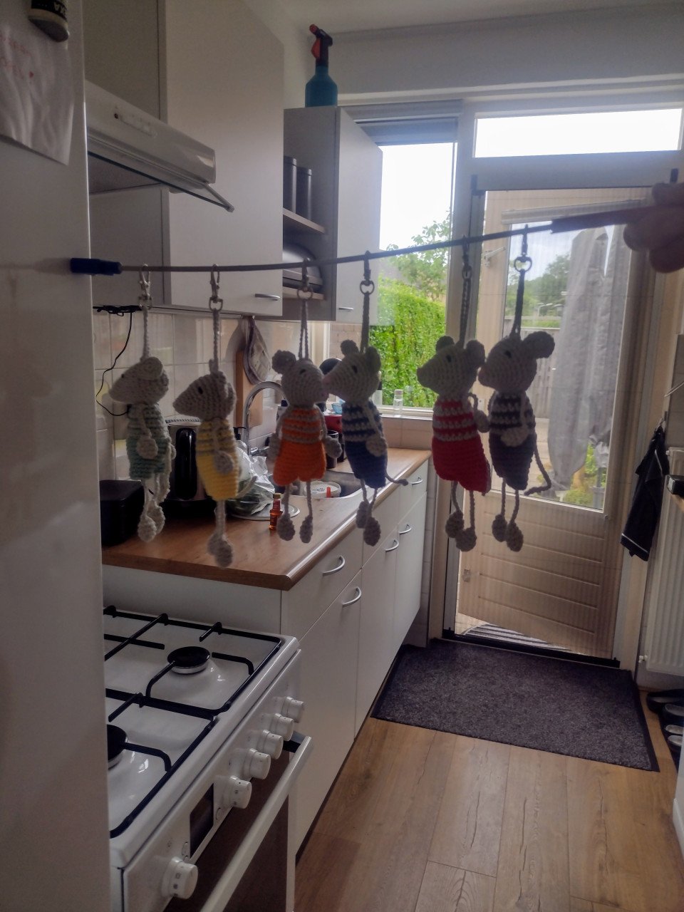 Gehaakte sleutel/tas hanger muis