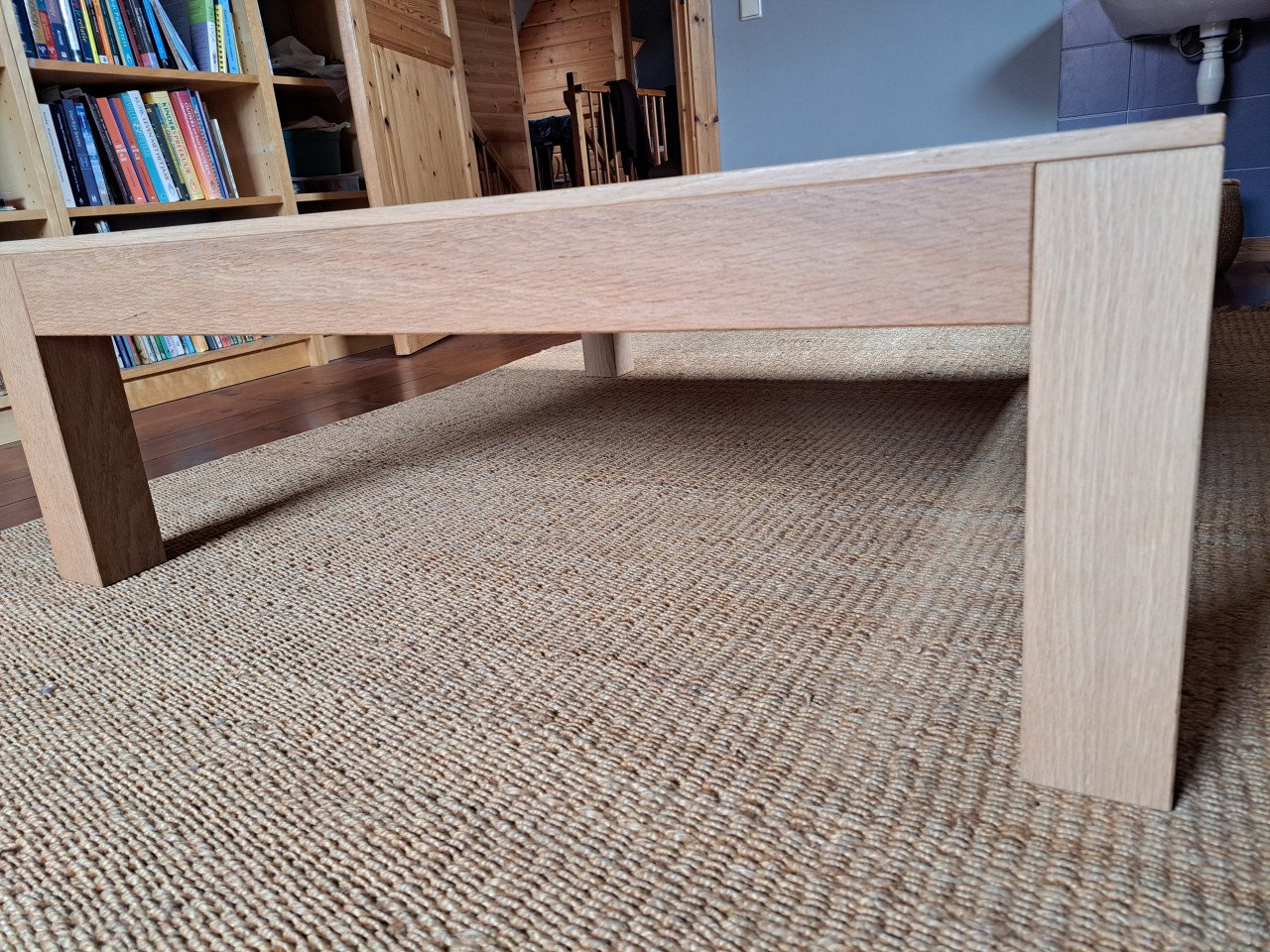 Gelakte massief eiken salontafel