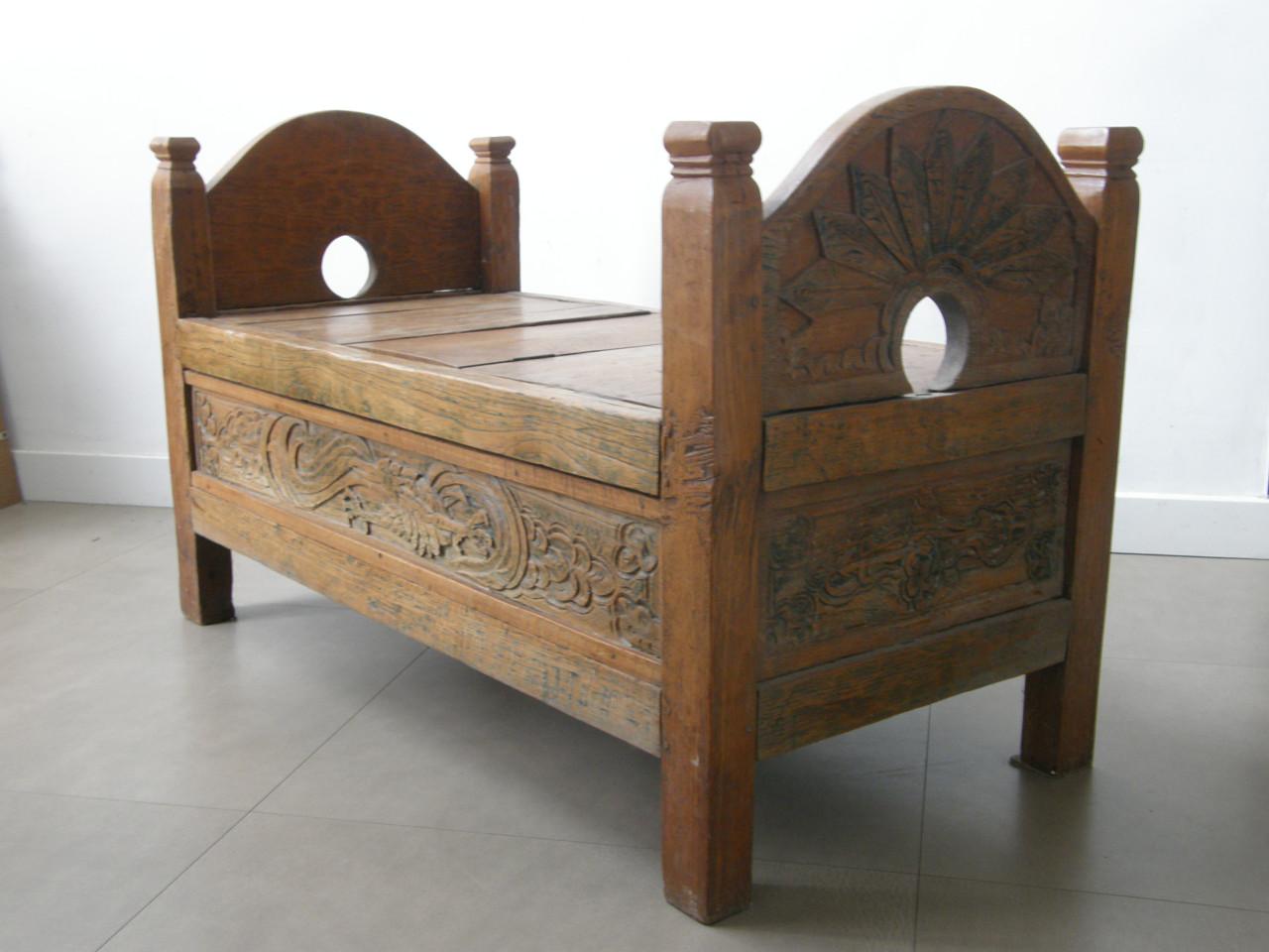 Antieke Jordan gangbank teak