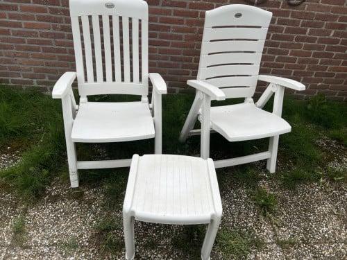 Hartman Selection verstelbare tuinstoelen met tafel wit nieuwprijs p/s 75,-