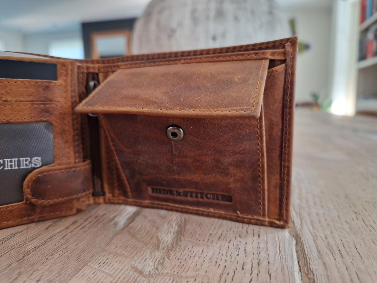 Leren portomonnee heren/dames Hide&Stitches bruin NIEUW (meerdere beschikb