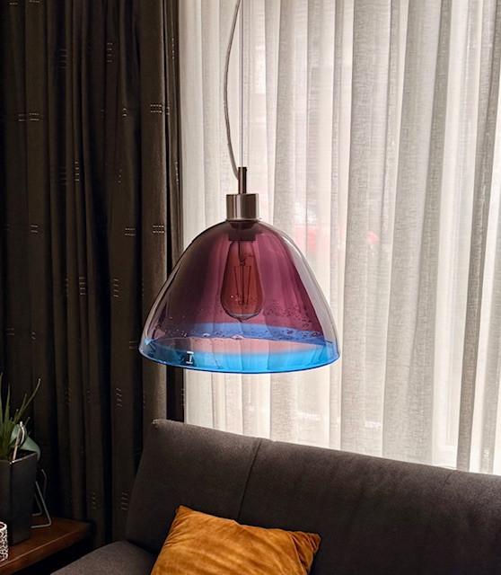 Glazen design hanglamp, handgemaakt en mondgeblazen