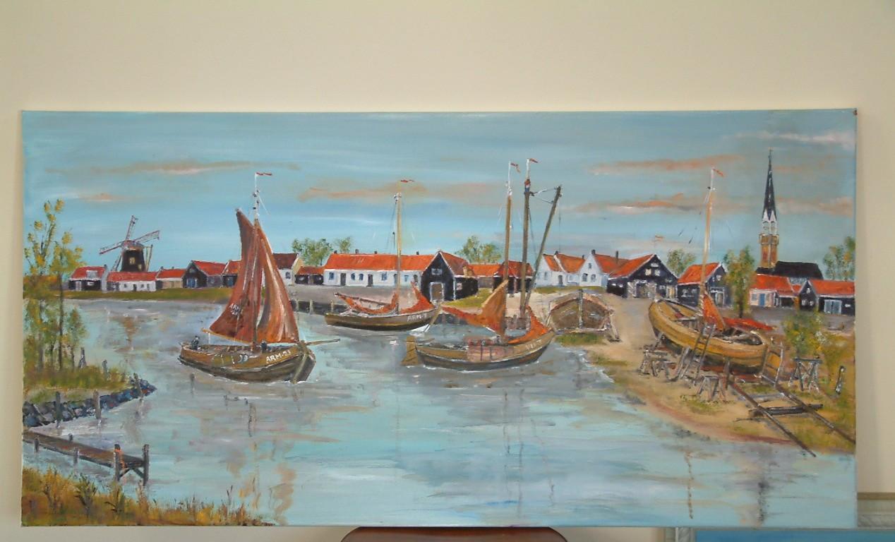 Schilderijen  oude visserij zeilers Jac Caljouw  Arnemuiden schilderijen