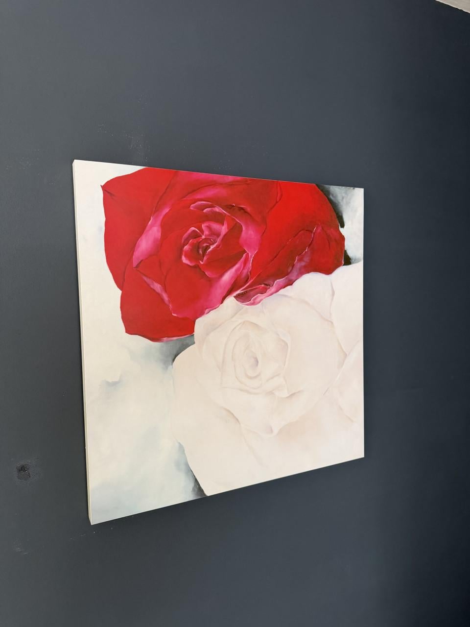 2 mooie canvas schilderijen – rozen & modern abstract