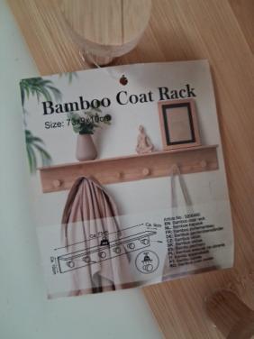 Partij 10 nieuwe bamboe wandkapstokken 73 cm