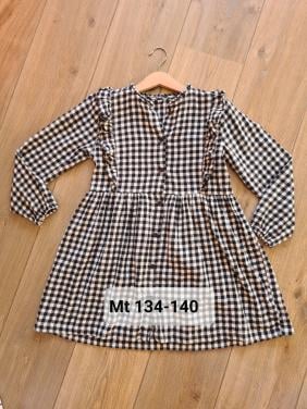 Zwart-wit geblokt jurkje met roezel van Zeeman  Maat 134-140