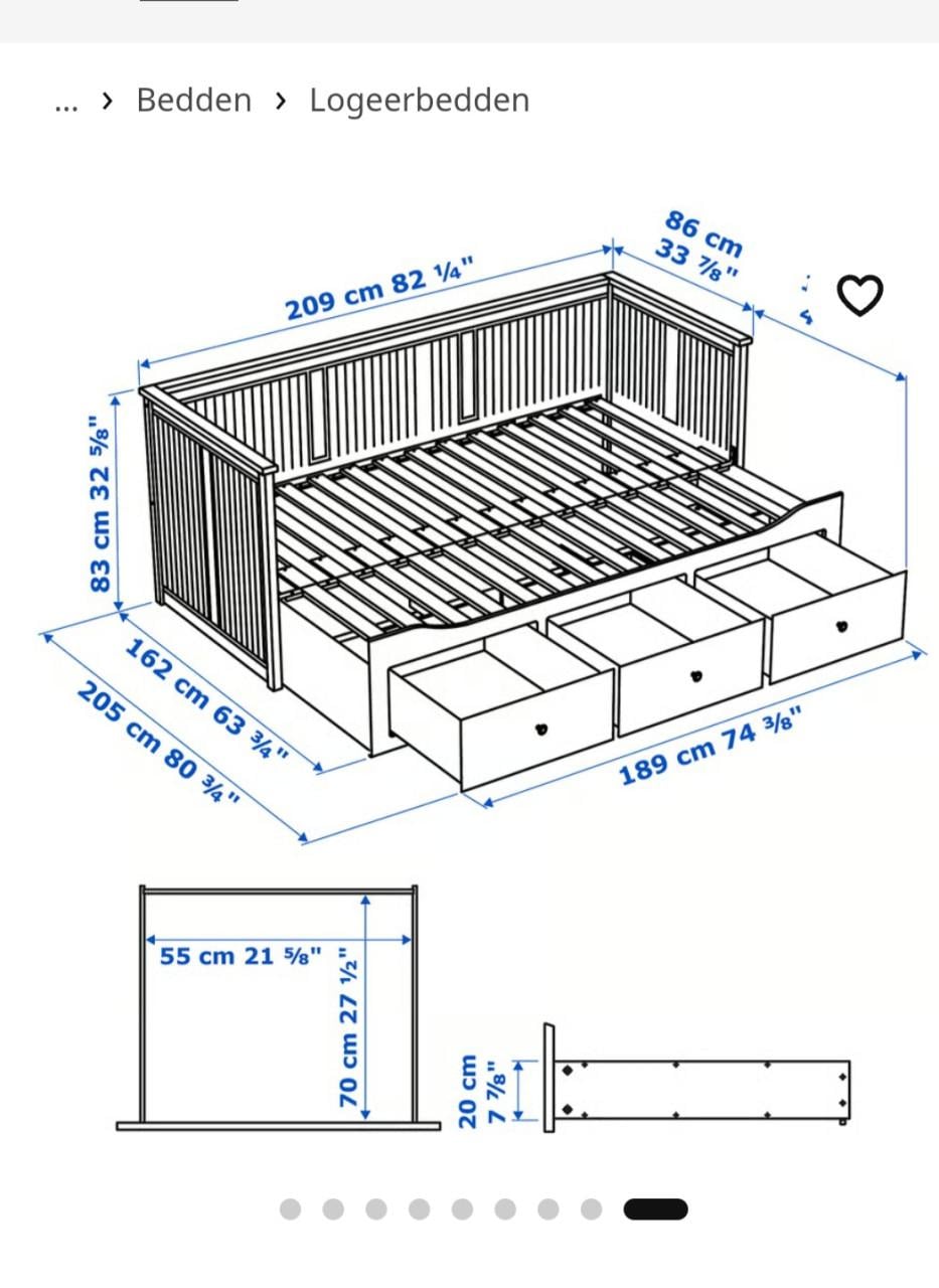Ikea uitschuifbare bedbank met 3 lades