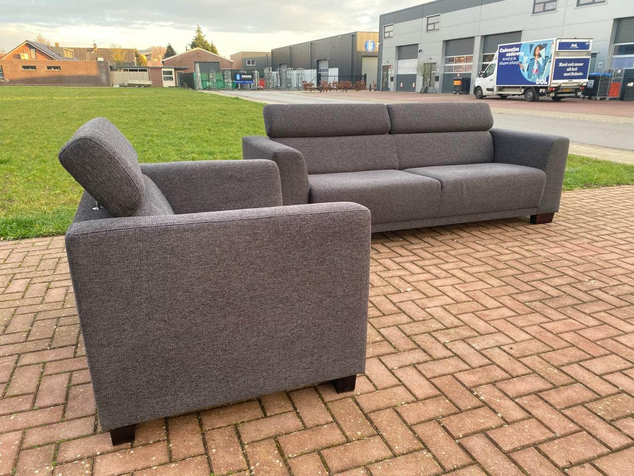 Montèl Donkergrijze Stoffen Bankstel-Gratis Levering NL